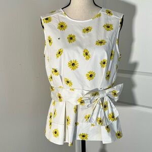 Kate Spade Daisy Print Sleeveless Blouse Size 14 EUC